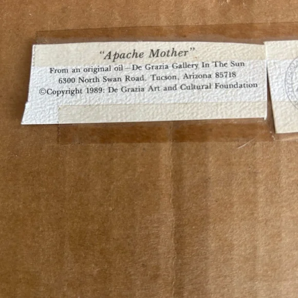 DeGrazia Art Apache Mother Baby Vtg Signed Matted Frame Southwest 12x15 - Picture 11 of 12